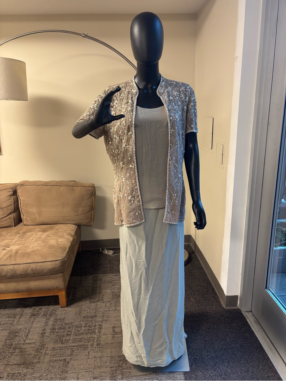 Vintage Oscar De La Renta embroidered cardigan, layered skirt and tank top set